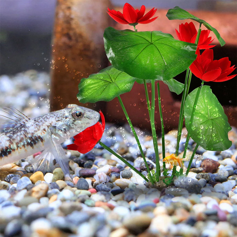 

2Pcs Easy to Clean Artificial Aquarium Plants Realistic Fish Tank Decorations Plastic Water Grass Green Stems Leaves for Home