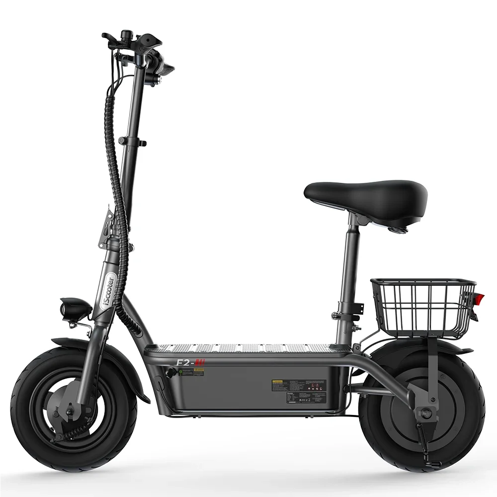 Image 7: Trottinette électrique iScooter F2 pliable et portable, 500W, pneus pneumatiques de 10 pouces, batterie 36V 7.8AH, version premium.