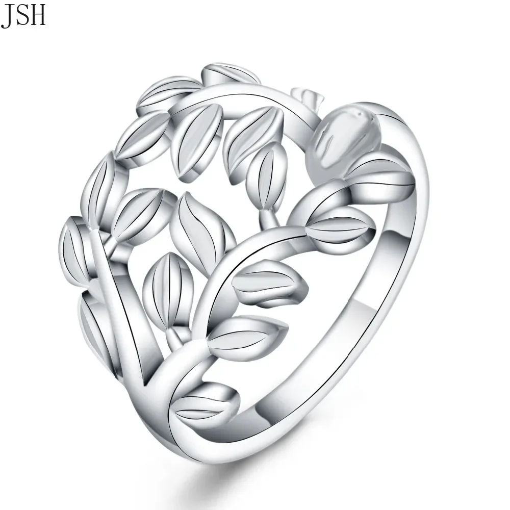 Wholesale Beautiful Flower Silver Ring Leaf Hot Cute Noble Pretty Fashion Wedding 925 Sterling Silver Women Lady Ring Jewelry