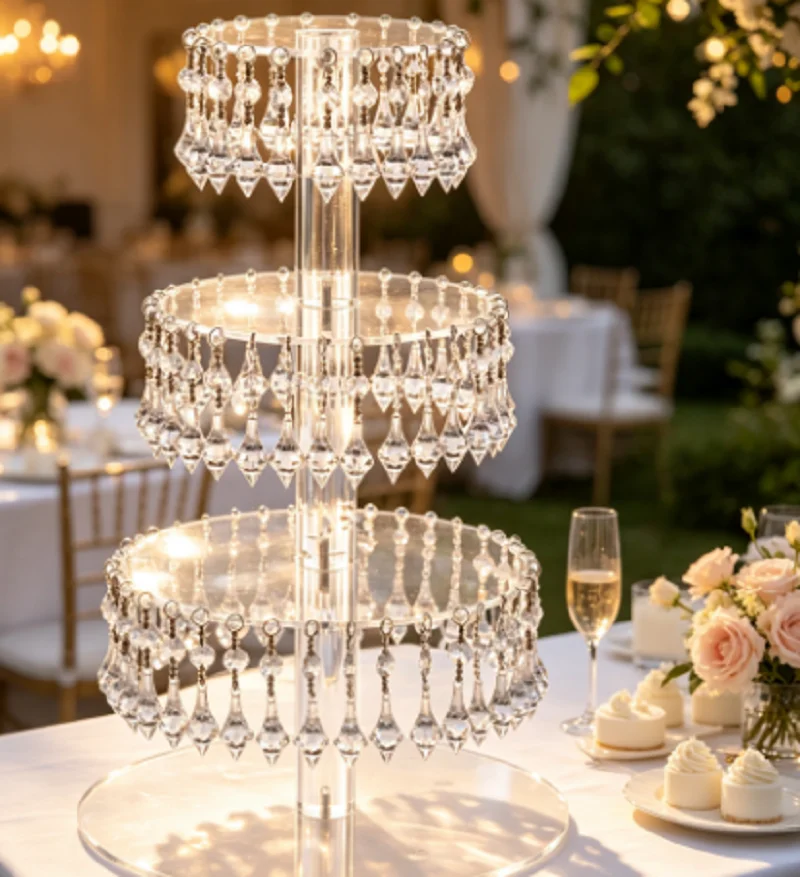 European Multi-Layer round Cake Stand Transparent Crystal Wedding Decoration Display Plate for Room Props