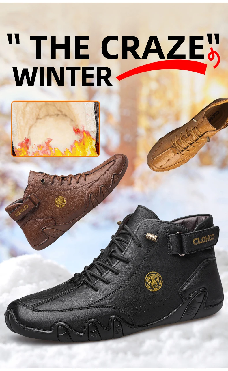 CLOHOO Hand-Sewn Soft-Soled Octopus Boot Men's Short Boots High-Top Leather Boots for Men