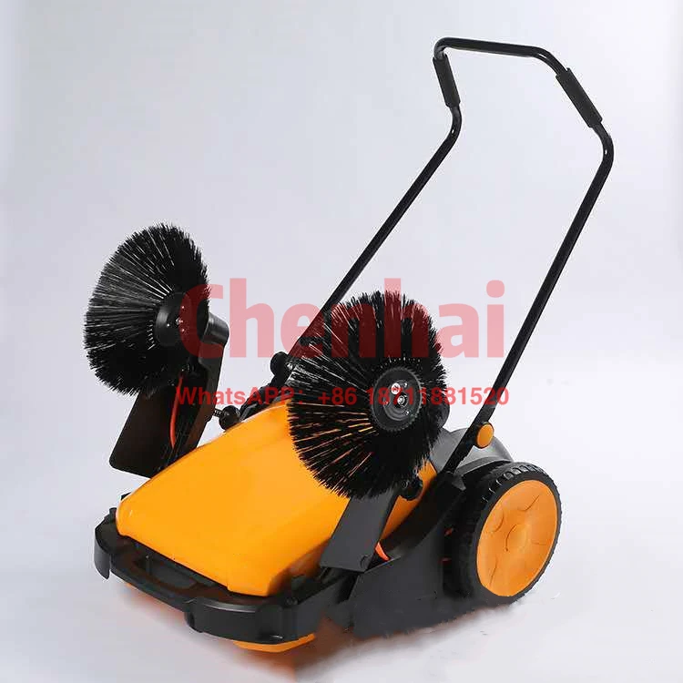 Rider walk behind road scrubber industri robot mop sweeper collector manual machine of fallen leaves garden