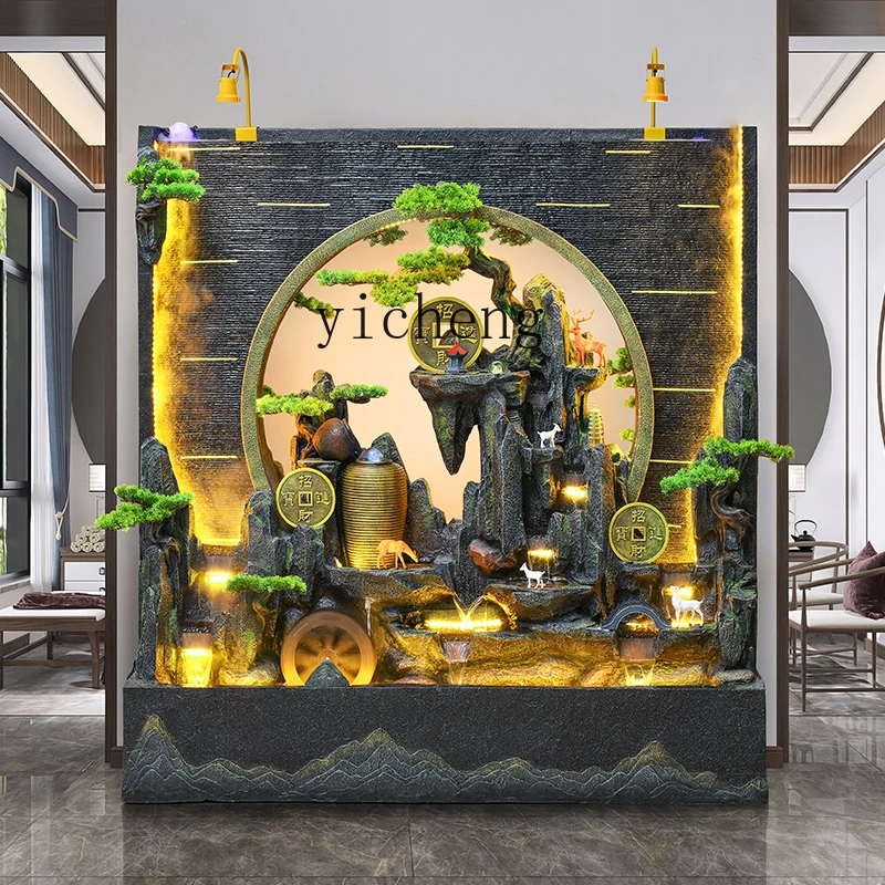 

X8 double-sided lucky circulating water decoration fountain hotel landscape rockery partition ornament