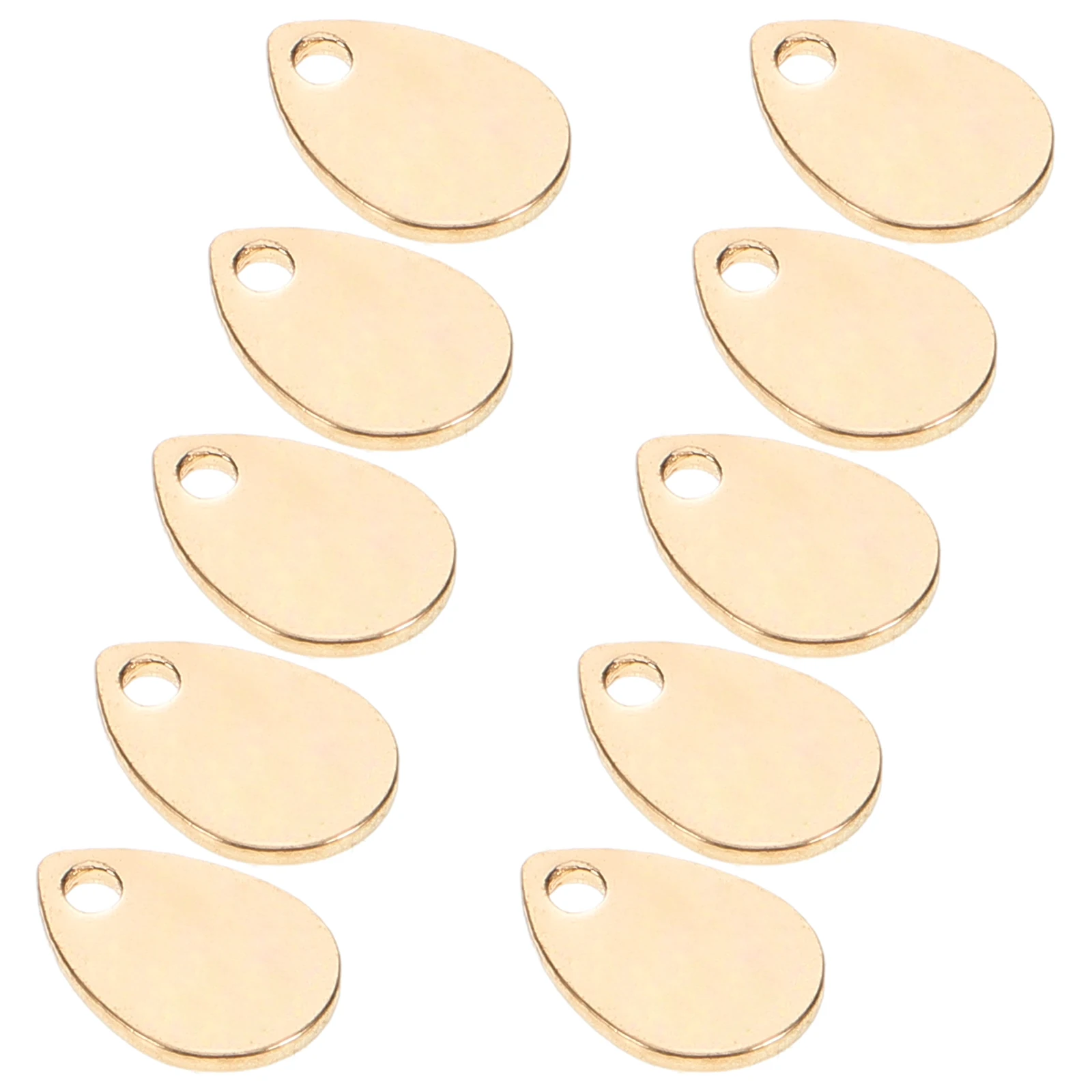 

10pcs Drop Gold Charms Pendant Electroplated Brass Charms Teardrop Shape Diy Jewelry Accessories Flat Id Tag Holes