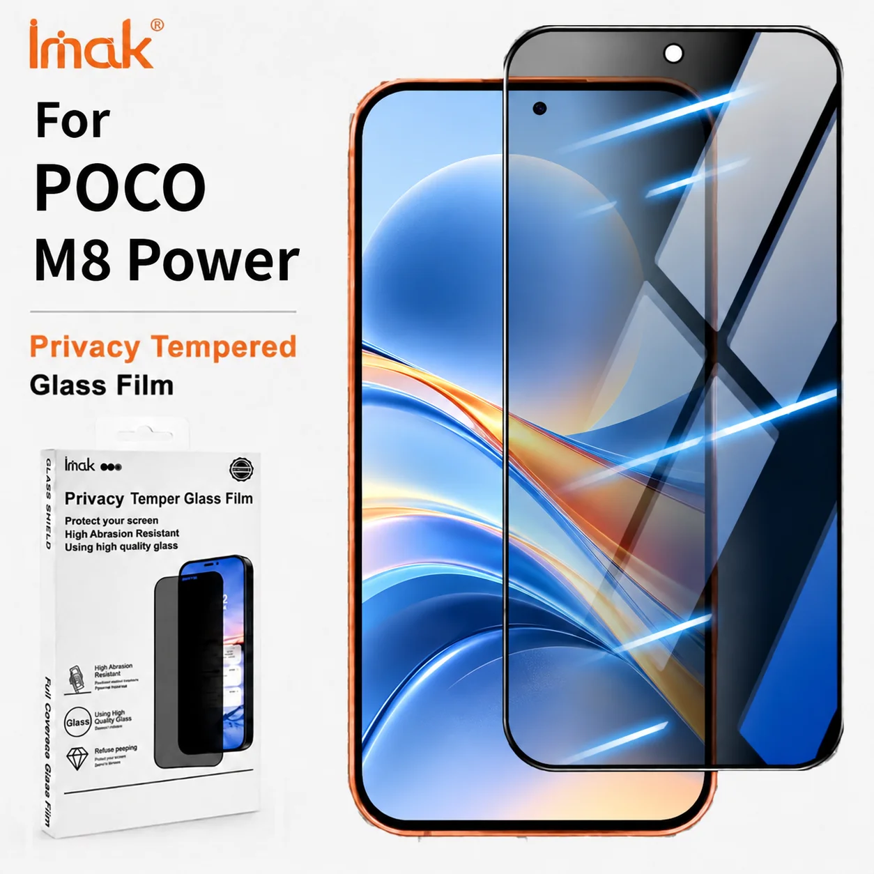 Privacy Tempered Glass For POCO M8 Power 5G Global Protector Film Oleophobic Coating Anti Oil FM0010