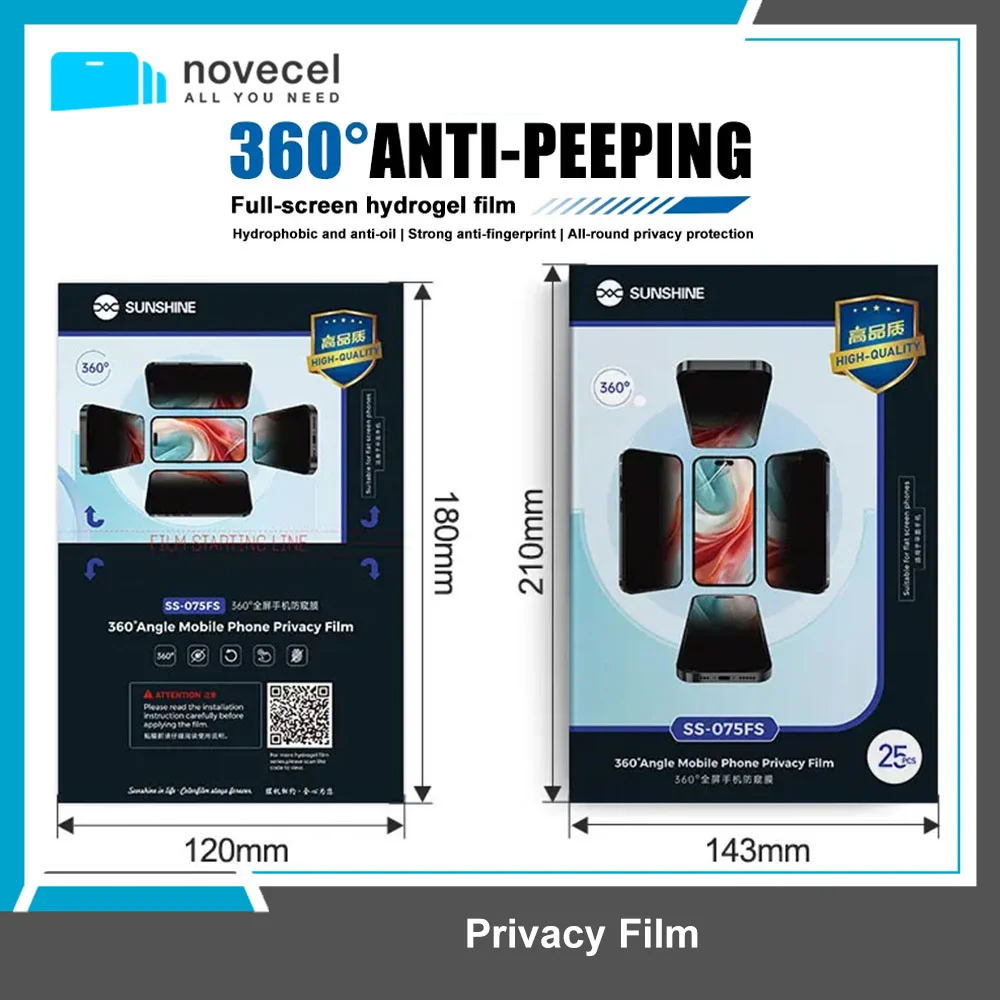 

SUNSHINE SS-075FS 360° Privacy Full-screen Hydrogel Film Anti-peeping High-definition Film for Various Phone Models