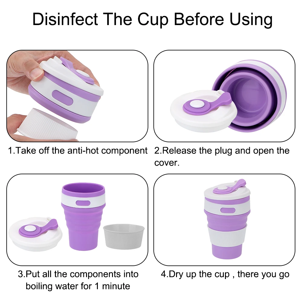 Drinking Ware Mug Silicone Travel Cup Food Grade Folding Water Cups Portable Collapsible Coffee Mugs Tea Coffee Cups