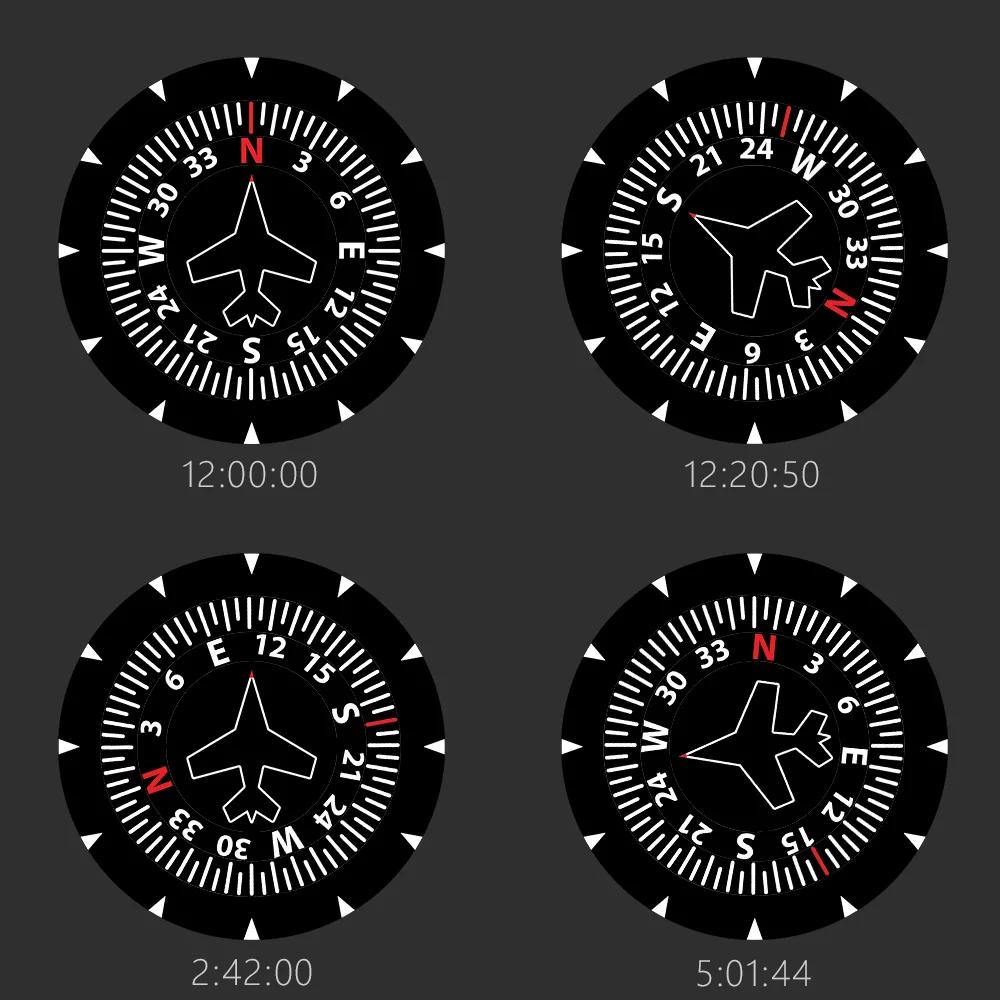 Aircraft Instrument Flight Control Panel Clever Clock Frame Aviation Compass Direction Modern Design Art Timepiece Table Clock