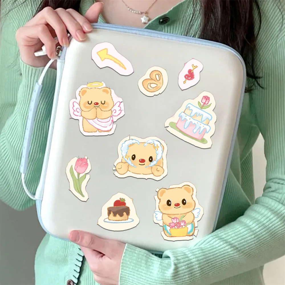 8Sheets Butter Bear DIY Puzzle Stickers Cartoon Cute Face Funny Assemble Stickers Laptop Luggage Kids Boys Girls Teen Toys