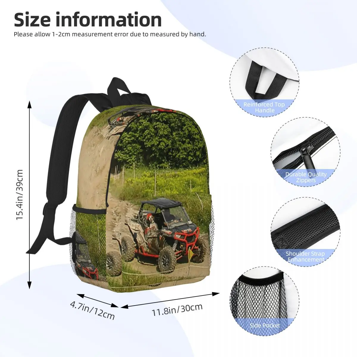 Green Tractor On A Forest Trail Backpack Daypack Large Capacity Boys Girls BookBag Shoulder Bags for Unisex Children School Bag