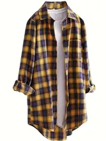 Women’s Plus Size 1XL-5XL Shirt Casual Blouse Ladies Plaid Print Button Up Long Sleeve Turn Down Collar Blouse
