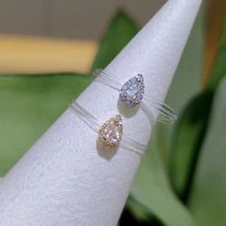 2023 New Trendy Elegant Zircon Rings For Women White CZ Crystal Design Hot Sale Transparent Line Rings Female Wedding Jewelry