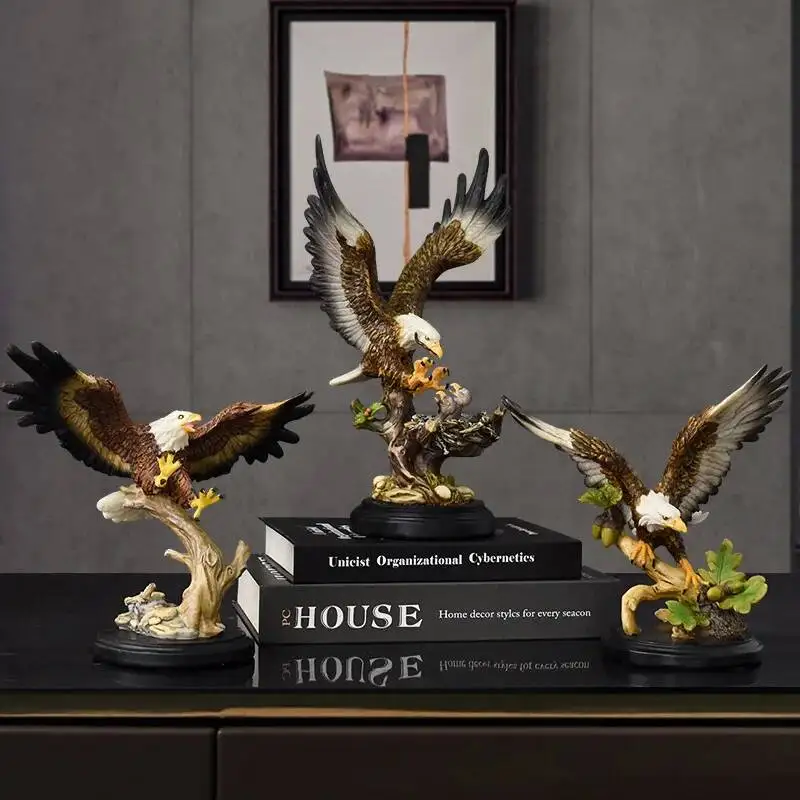 Resin Handicrafts Simulation Animal Sculpture Bald Eagle Falcon Simulated Bird Decorative Figurines Home Decoration Accessories