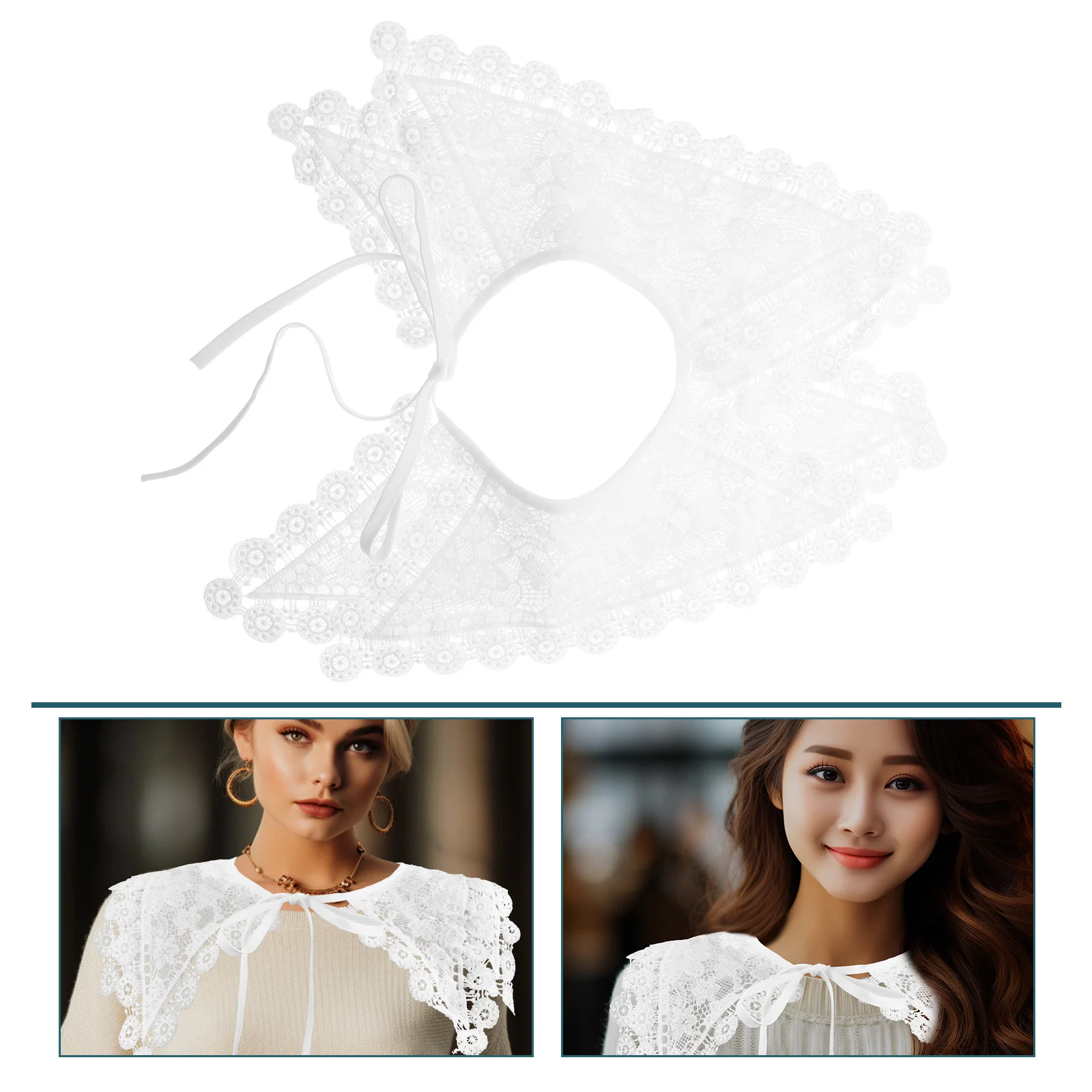 

Fake Hanfu Lace Detachable Dickey Collar Blouse Shirts Faux False Collar Ornament Wedding Evening Party Fashion Accessory