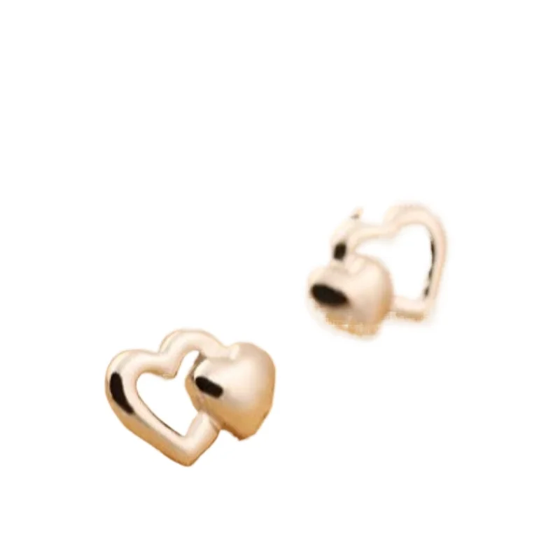 

Милые серьги-гвоздики в форме двойного сердца из стерлингового серебра 925 пробы, модный простой дизайн, подарок для девочек, элегантные серьги для женщин