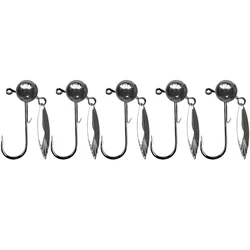 5pcs Jig Head Fishing hook 3.5g 5g 7g 10g Round Ball Jig Hook With Blade Weedless Fishhook For Soft Worm Fishing