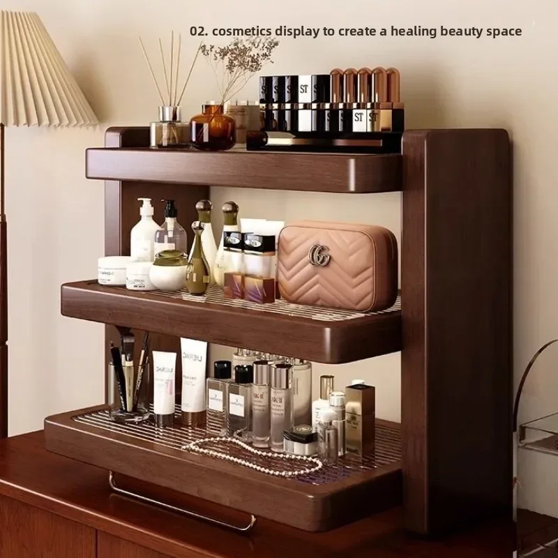 Solid wood rack Desktop multi-layer storage rack Light luxury water cup holder Office desktop coffee corner layered rack