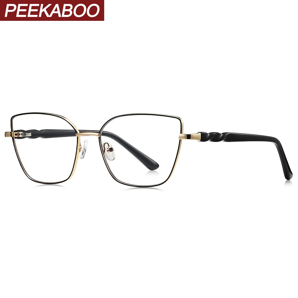 Oculos-peekaboo-com-bloqueio-de-luz-azul-armacao-quadrada-feminina-estilo-gatinho-lentes-transparentes-acessorios-de-metal-dourado-e-preto