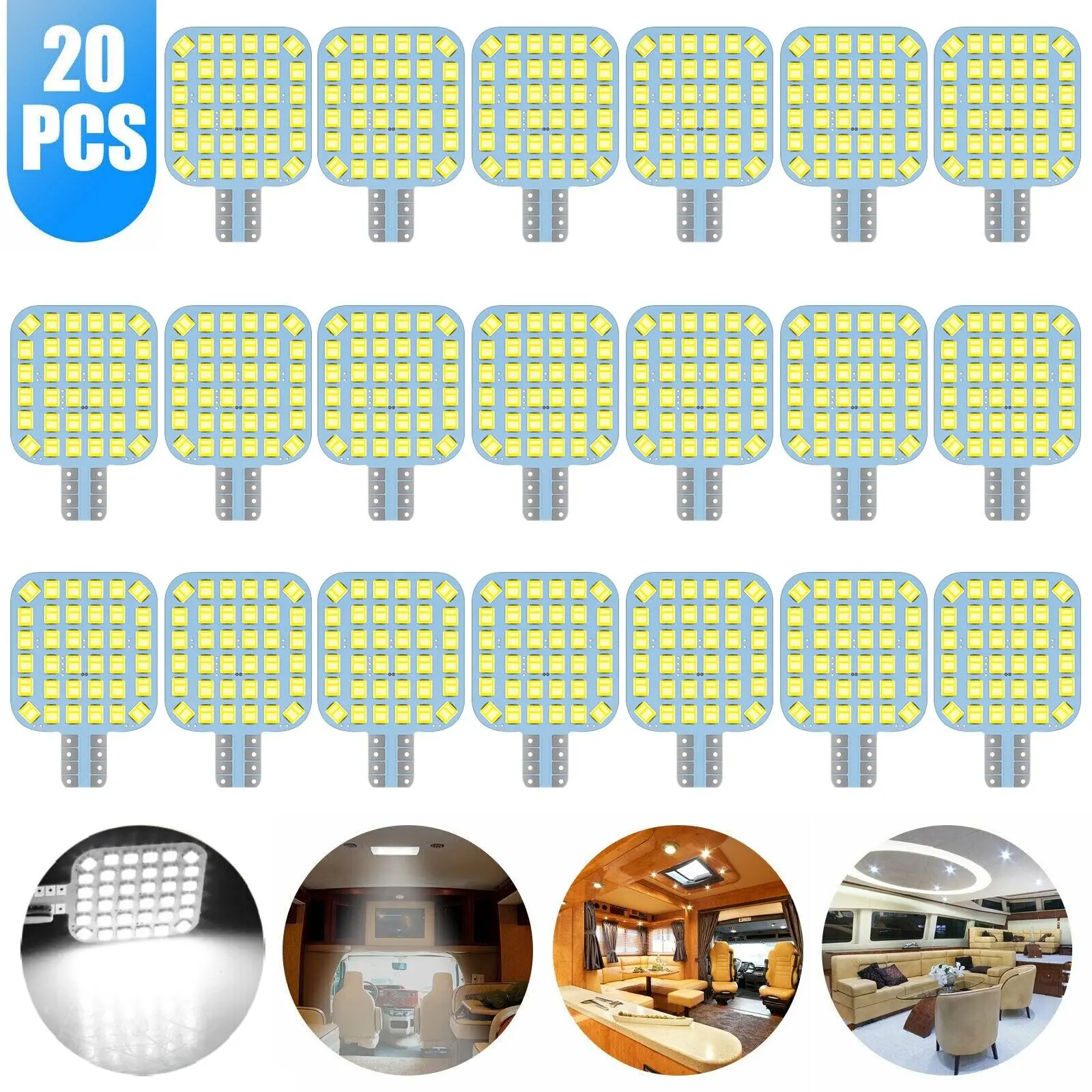 

20x Super Bright T10/921/194 6000K White 36 LED RV Trailer Interior Light Bulbs