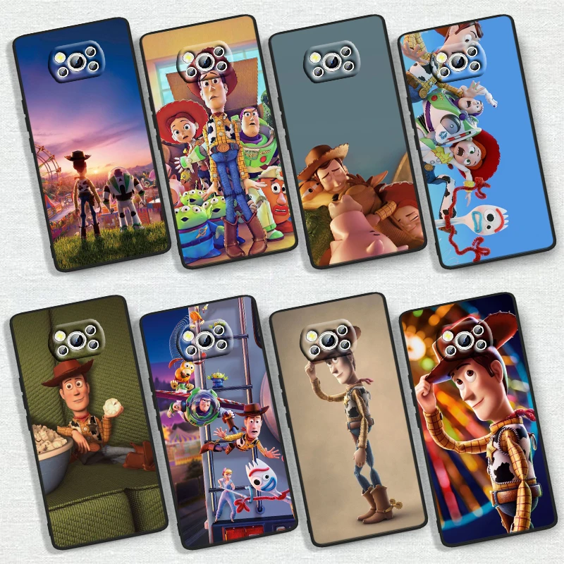 Disney Toy Story For Xiaomi Poco X6 X5 X4 X3 F4 F3 NFC M6 M5 M4 GT S Pro 4G 5G C65 Black Soft Phone Case