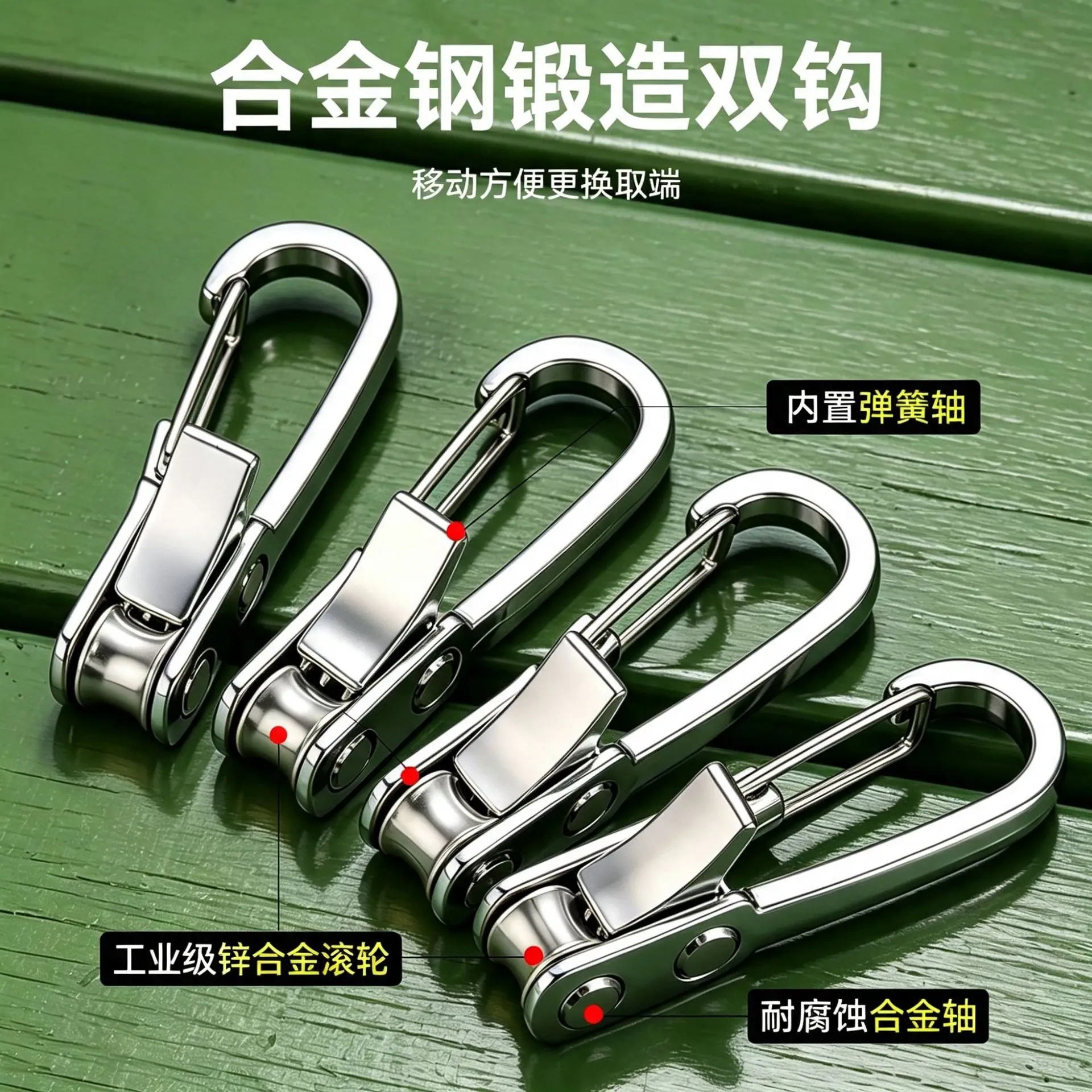 Heavy Duty Alloy Steel Double Hook Rope Tensioner Self-Locking Multi-Functional Puller for Outdoor Camping Truck Cargo