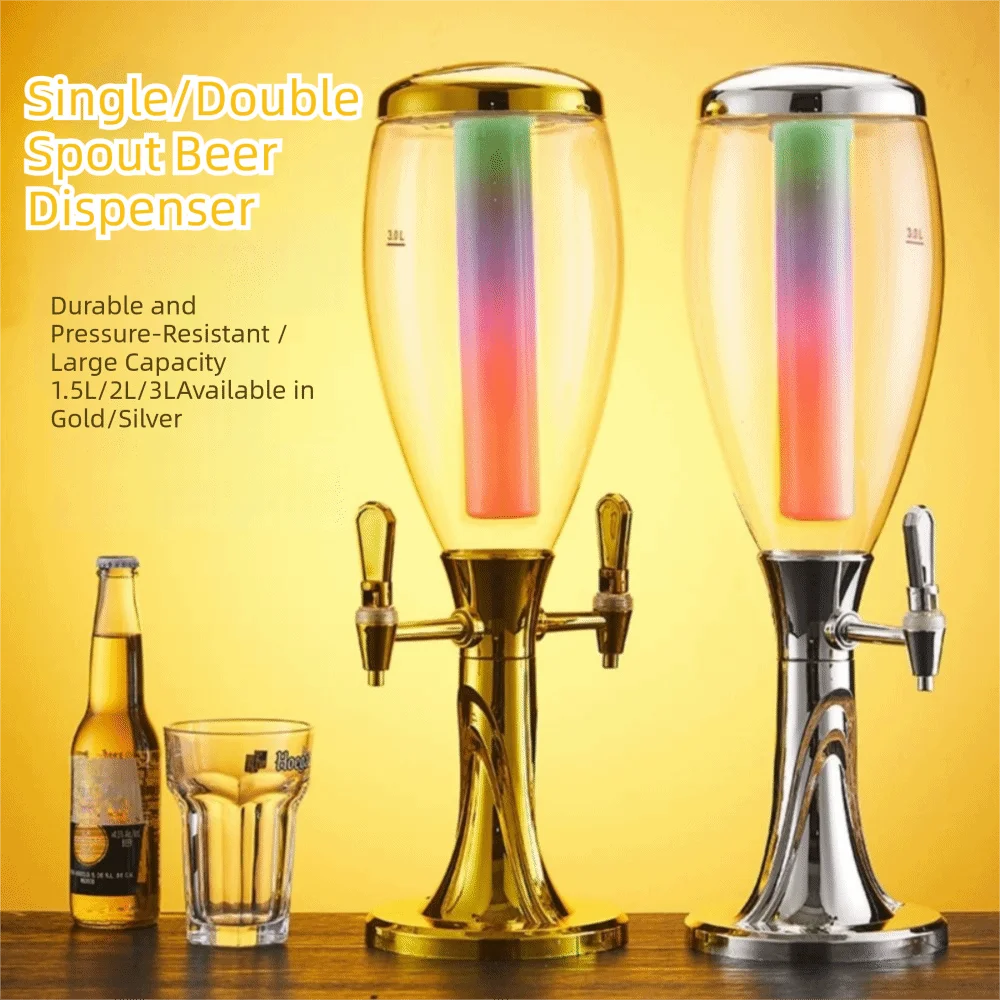 Creative 1.5/2/3L Beer Tower with Icicles LED Light Beverage Machine Anti-slip Thickened and Sturdy Drink Holder Hotel Use