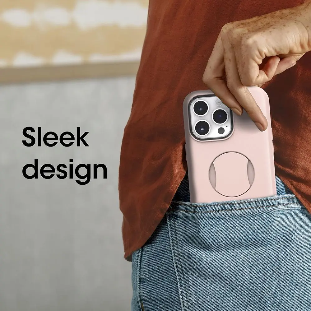 حافظة OtterGrip Symmetry لهاتف iPhone 14 Pro Max - وردي، مقابض وMagSafe متوافقة، تصميم أنيق، إطارات مرتفعة للشاشة والكاميرا