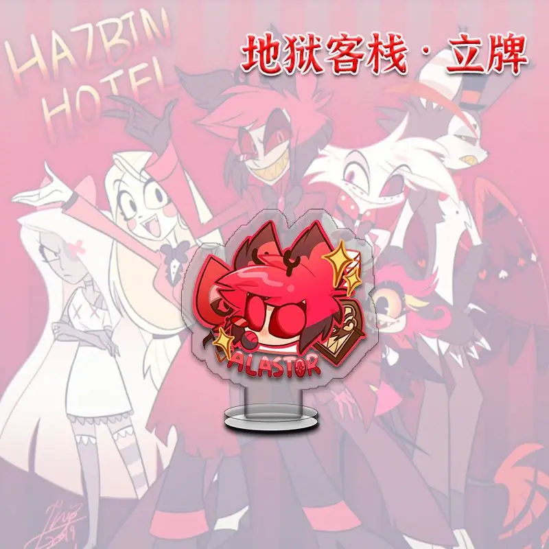 Dessin animé Hazbin hôtel Vox Charlie Morningstar Vaggie ange poussière Alastor coquille acrylique plaques sur pied décoration de bureau