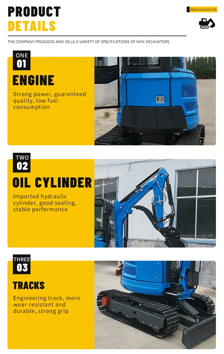 KOSTENLOSER VERSAND 2,6 Tonnen Mini-Bagger 1 Tonne 2 Tonnen Motorbagger EPA-Bagger Mini-Bagger Kompakter Mikro-Bagger – Detail 8