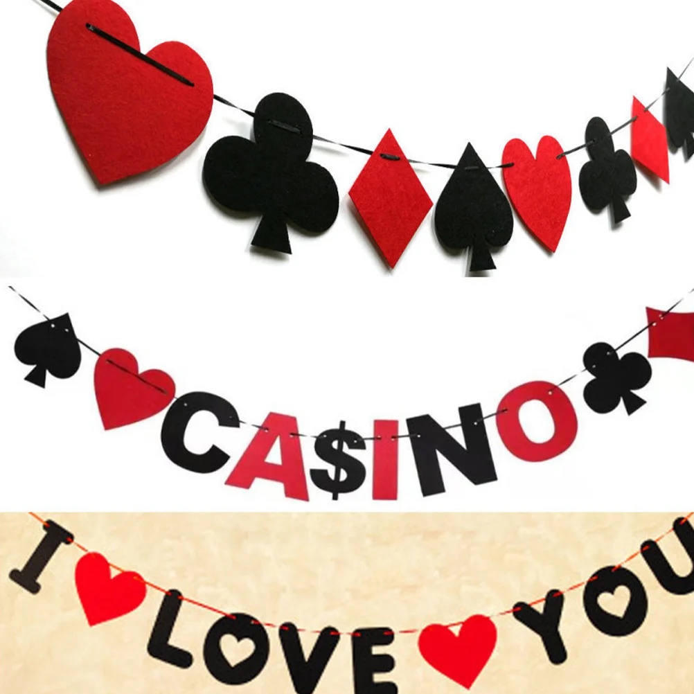 

2Pcs Heart Letter Bunting 2M Poker Theme Party Decor Alphabet Garland Hanging for Wall Window Table Outdoor Indoor