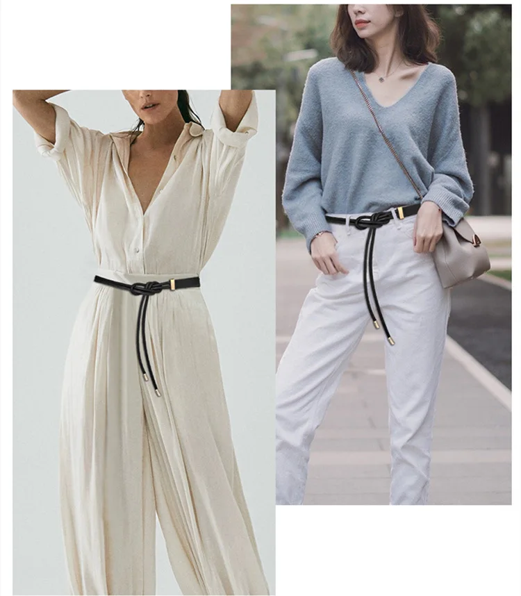 

Tie waist belt for women's dress with sweater and coat, fashionable and versatile, with a waist cinching small belt