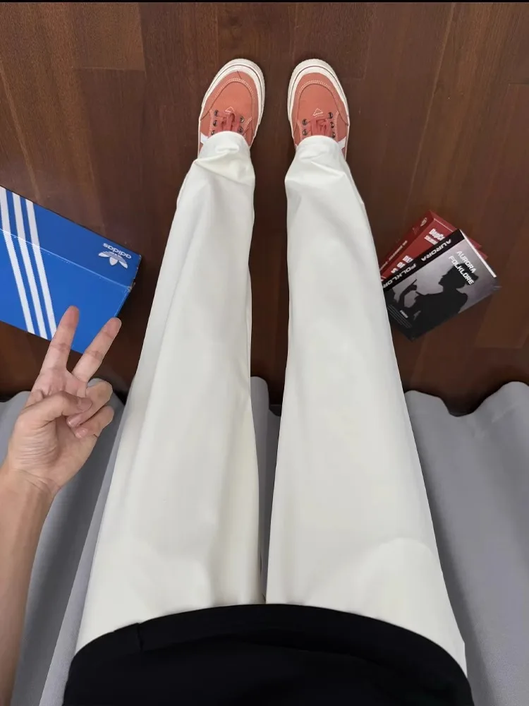 

American Sle Summer Thin Qui Dry Ice Silk Men's Casual Pants Bell Bot Lazy Drapey Paratrooper Trousers Straight Leg