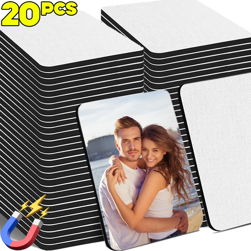 1/20PCS Sublimation Blank Kühlschrank Magnet Wärme Transfer Druck Kühlschrank Magnetische Aufkleber für DIY Home Küche Büro Dekor