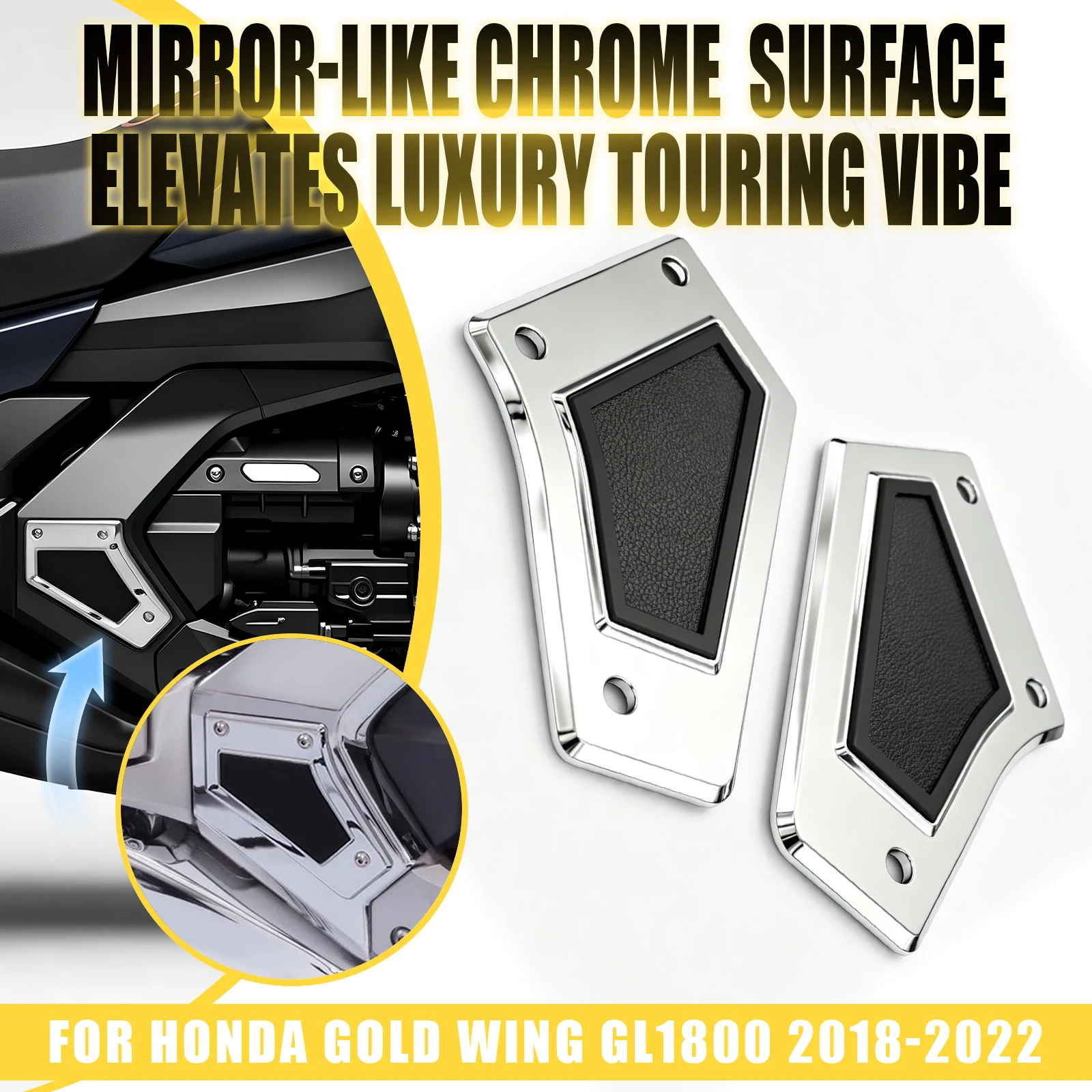For Honda Goldwing GL1800 2018 2019 2020 2021 2022 Motorcycle Chrome Side Fairing Cover Decorative Trim Panel Accessories