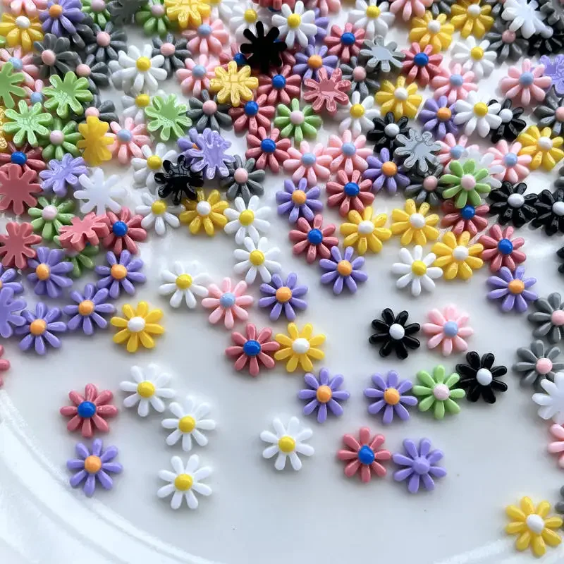 50 pieces 12mm Kawaii lovely mixed color flower flat back resin kaboken scrapbook DIY jewelry craft decorative accessories