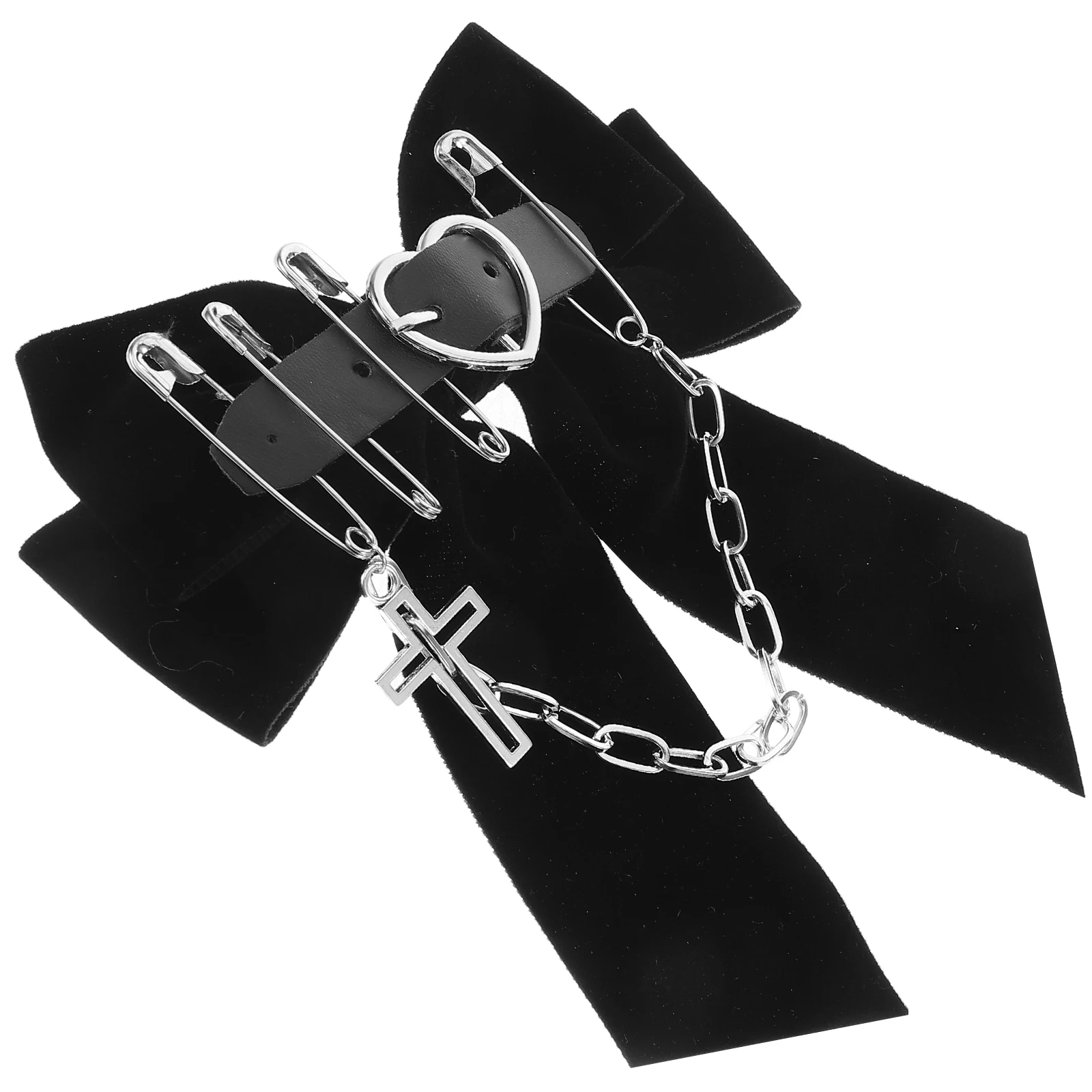 

Bow Hairpin Gothic Punk Cross Chain Accessories for Girls Women Halloween Costume Decorative Clips Hairpins Hair Clips
