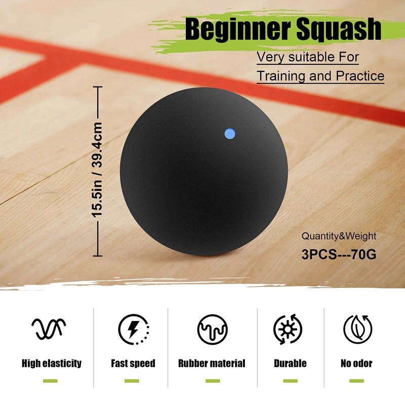 Squash Ball Blue Dot Fast Speed Sports Rubber Balls Professional Player Competition Squash(3 Pcs)