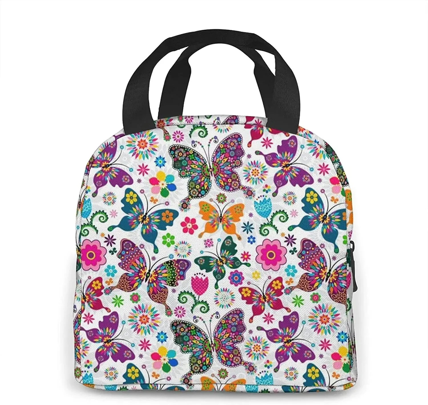 Bolsa de almuerzo portátil de mariposa para mujer, bolso de hombro impermeable, monederos para compras, oficina, escuela, Picnic, Viajes