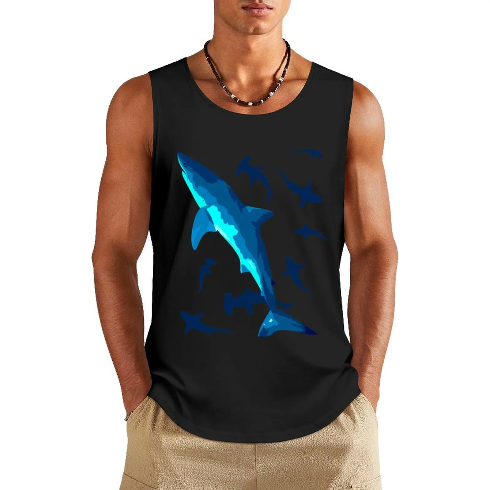 

Sharks in the Ocean Tank Top vests for men Body man Men's t-shirt bodybuilding t-shirt