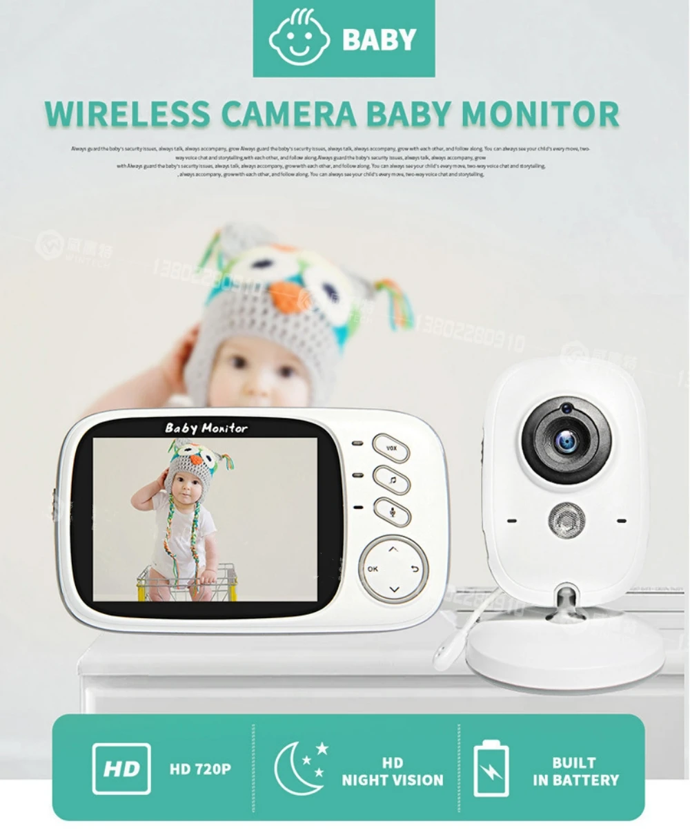 VB603 Baby Monitor Wireless Security Protection Video Surveillance With Temperature Display Screen Two Way Audio Indoor Camera