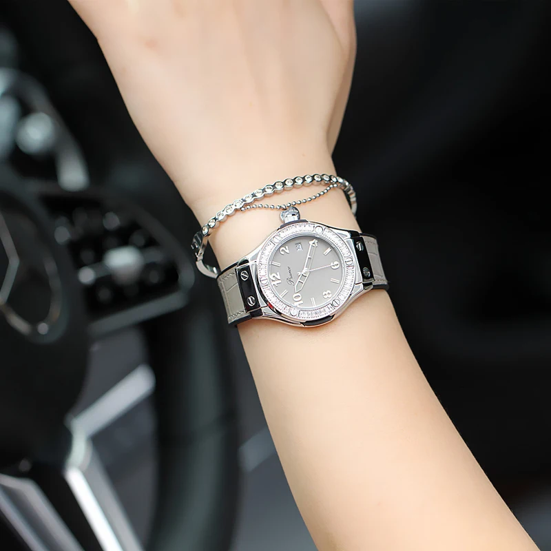 Luxury Brand Fashion Leather Strap Diamond Watches for Women Sport Digital Quartz Watch Relojes Mujer Ofertas Con Envio Gratis