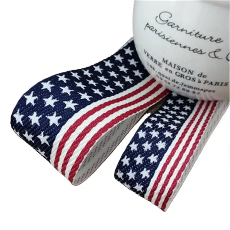 5yards/lot New Star Pattern Ribbon Thick Handmade DIY Costume American Flag Style Ribbon Material  R-079