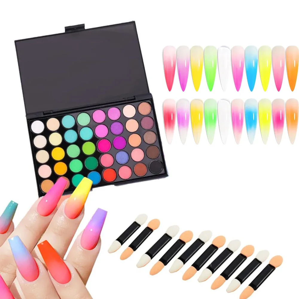 40 kleuren veelkleurig nagel oogschaduwpalet glitter langdurige matte waterdichte nagelpigment beginners make-up oefengereedschap