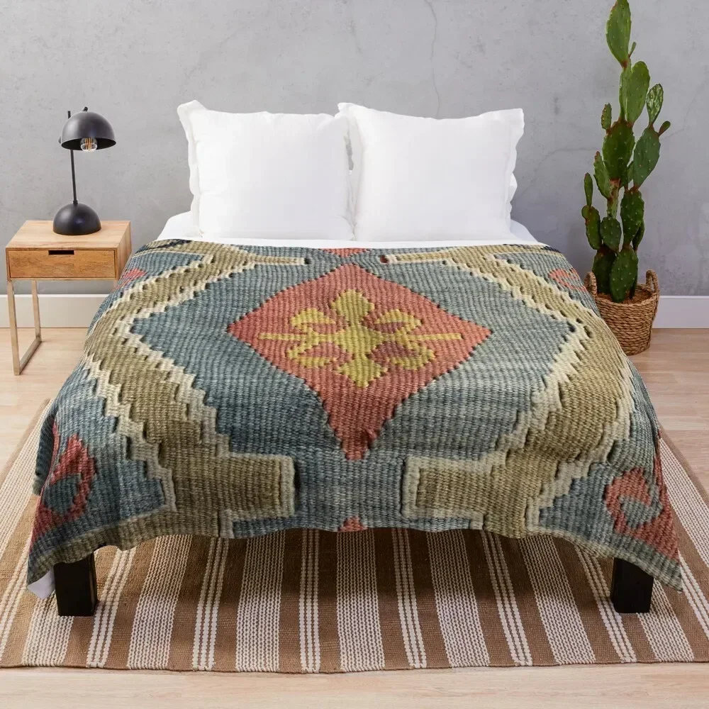 

Decorative Kilim, Navaho Weave, Woven Textile Throw Blanket Fade Resistant Durable Throw Blanket