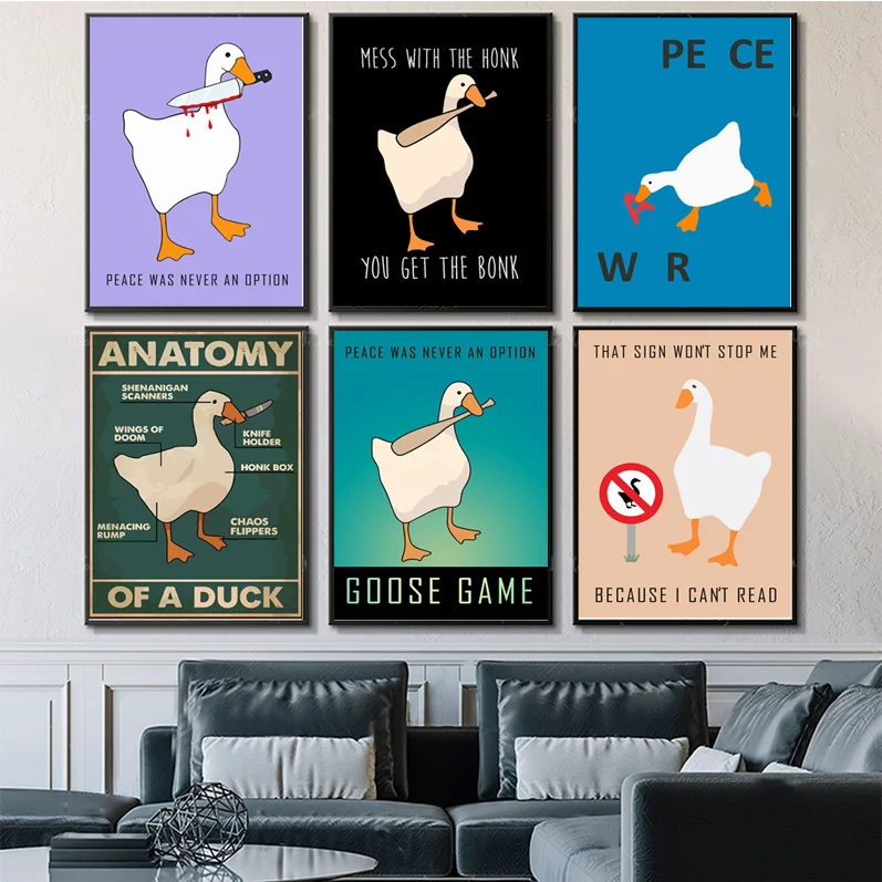 Funny Goose  Poster Anime Posters Sticky HD Quality Poster Wall Art Painting Study Wall Decor