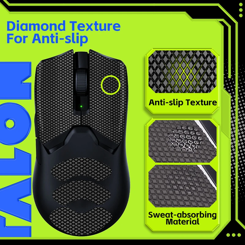 1 confezione TALONGAMES Mouse Grip Tape per Razer Viper V2 Pro Mouse Wireless, assorbimento del sudore del palmo antiscivolo, tagliato per adattarsi, facile da applicare