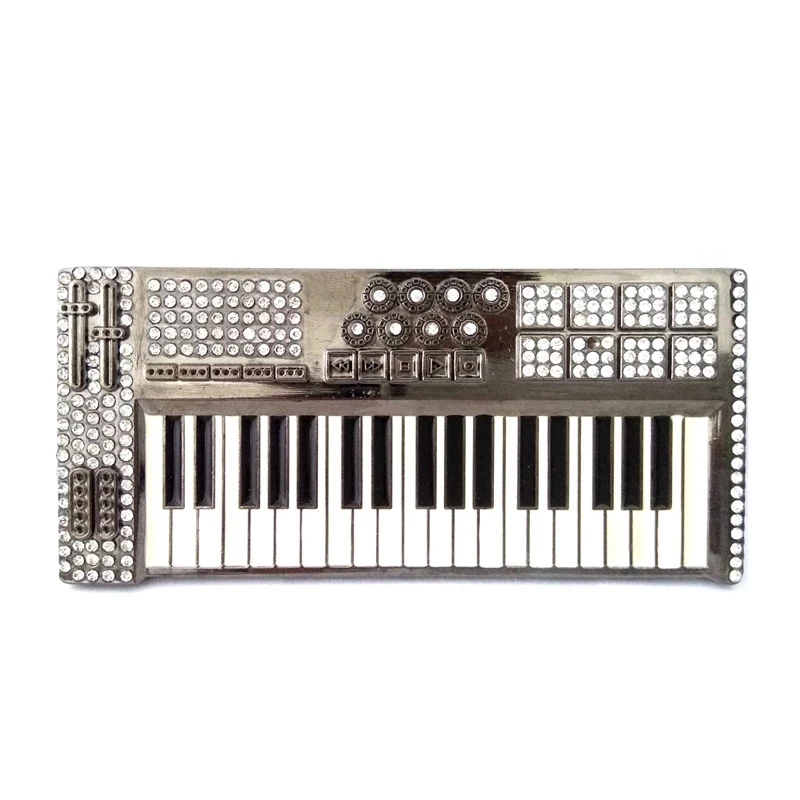 New Fashion Piano Electronic Keyboard with Rhinestones Music Series Big Metal Buckle For Belts DIY Accessories Gifts