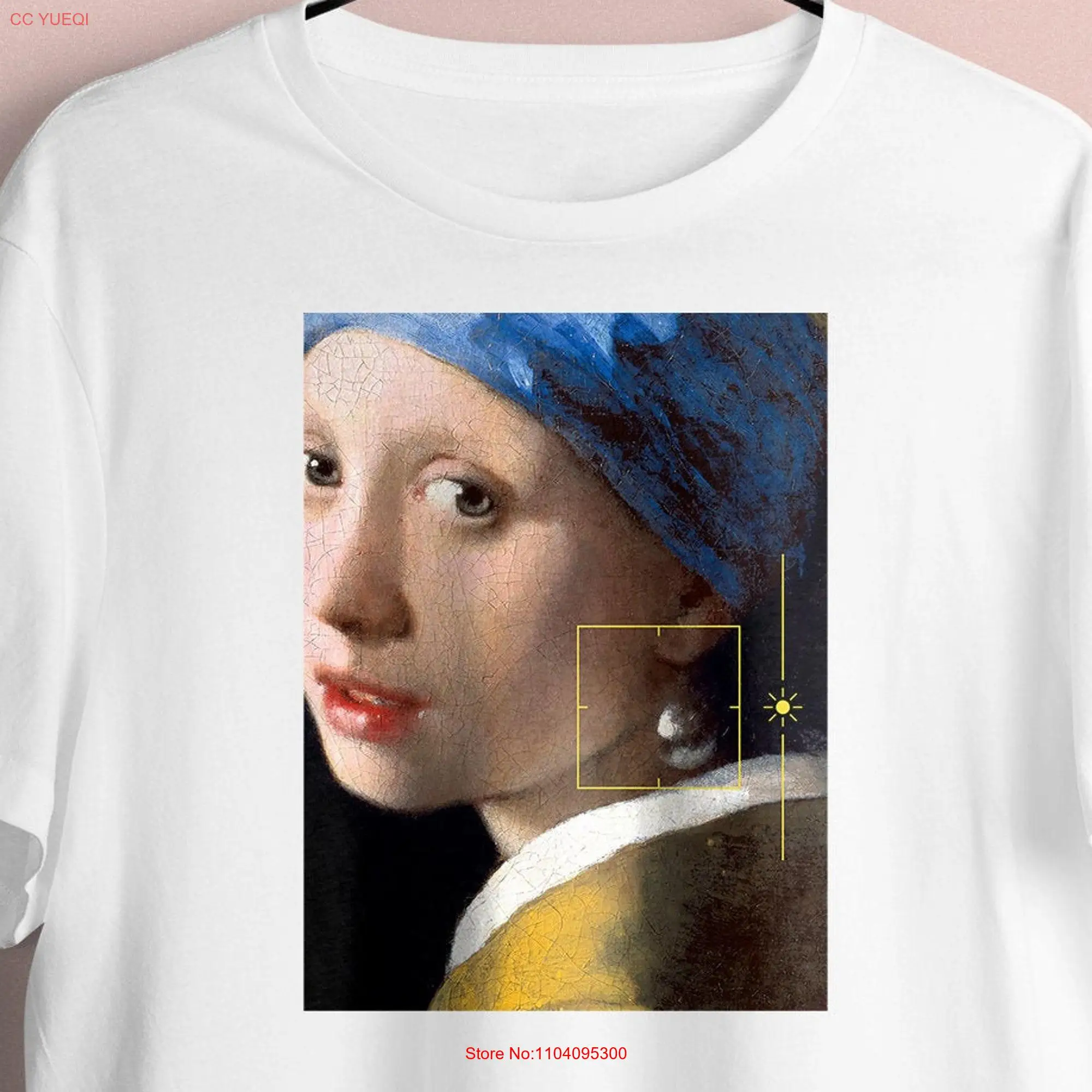 Girl with a Pearl Earring T Shirt Vermeer Art Lover Aesthetic long or short sleeves