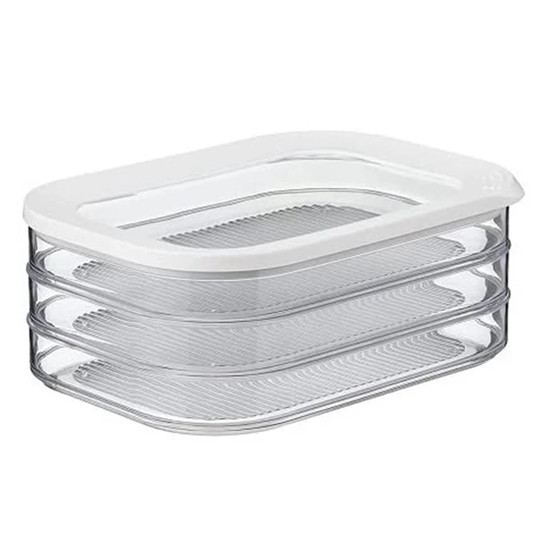 1.6L With 3 Tier Meat Pieces Storage Box Airtight Lid Dishwasher Safe 3Layer Crisper