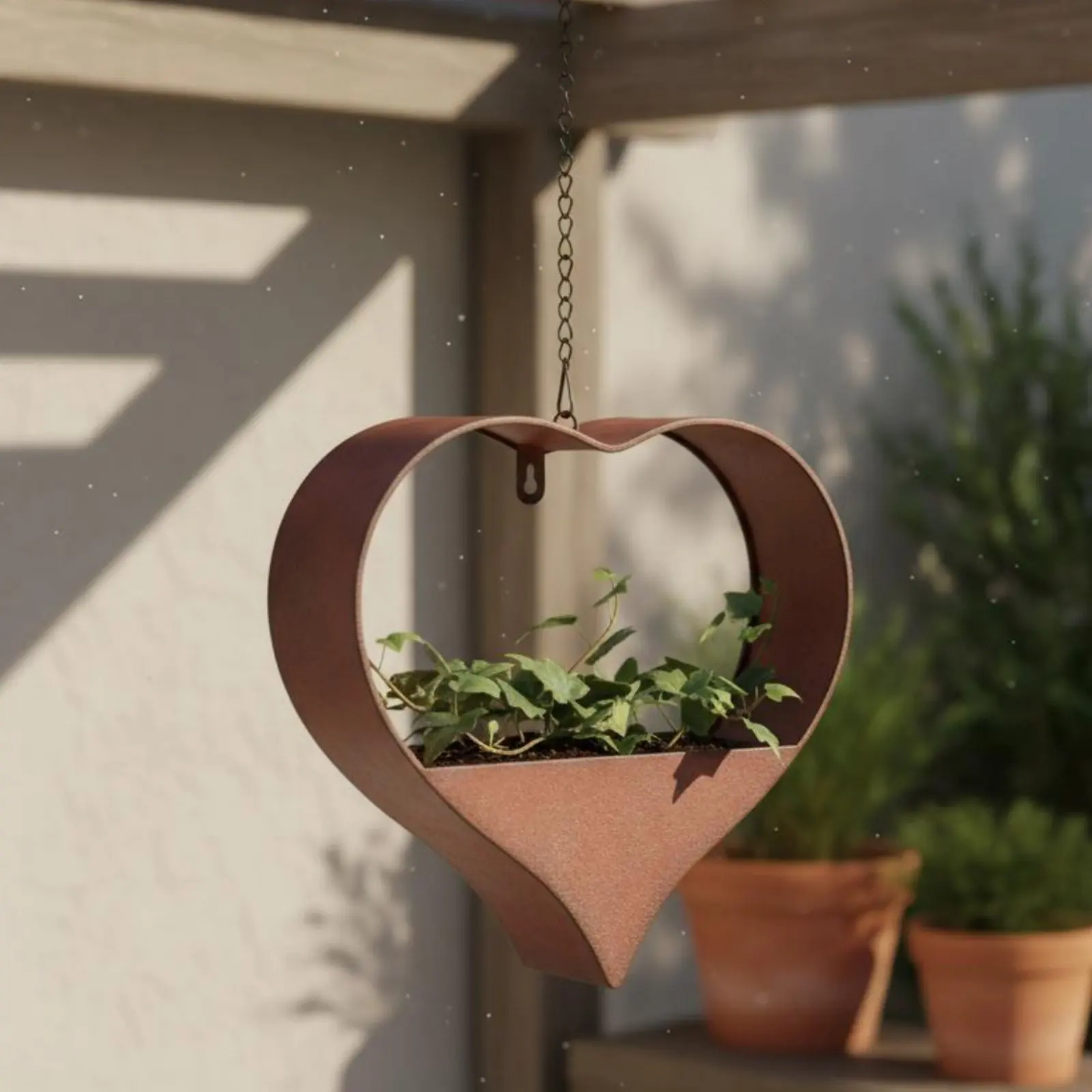 Heart Shaped Metal Planter Wall Mount Iron Flower Pot Rustic Hanging Cactus Holder Heart Shaped Plant Basket for Living Room view 6